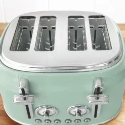 Dunelm Retro Seafoam 4 Slice Toaster -outdoor lighting Sales Store 1000119985 alt02