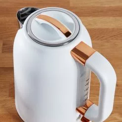 Dunelm 1.7L 3.kW Matt White & Copper Jug Kettle -outdoor lighting Sales Store 1000150236 alt03