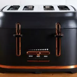 Dunelm 4 Slice Matt Black & Copper Toaster -outdoor lighting Sales Store 1000150237 alt04