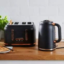 Dunelm 4 Slice Matt Black & Copper Toaster -outdoor lighting Sales Store 1000150237 alt05