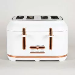 Dunelm 4 Slice Matt White & Copper Toaster -outdoor lighting Sales Store 1000150239 alt03