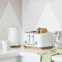 Dunelm Contemporary Matt White 4 Slice Toaster -outdoor lighting Sales Store 1000155922 alt02