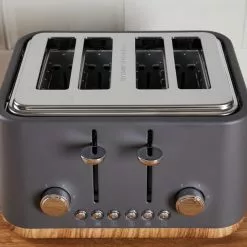 Dunelm Contemporary 4 Slice Matt Grey Toaster -outdoor lighting Sales Store 1000155923 alt03