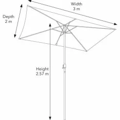 Dunelm 3m Grey Rectangular Crank Parasol -outdoor lighting Sales Store 1000159352 alt09