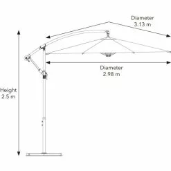 Dunelm 3m Cream Cantilever Parasol -outdoor lighting Sales Store 1000159358 alt09
