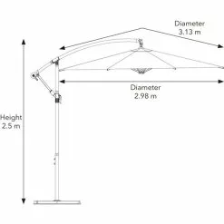 Dunelm 3m Elements Grey Cantilever Parasol -outdoor lighting Sales Store 1000159359 alt09