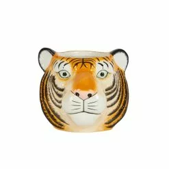 Dunelm Ceramic Tiger Head Pot 12cm -outdoor lighting Sales Store 1000182403 alt02