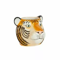 Dunelm Ceramic Tiger Head Pot 12cm -outdoor lighting Sales Store 1000182403 alt03
