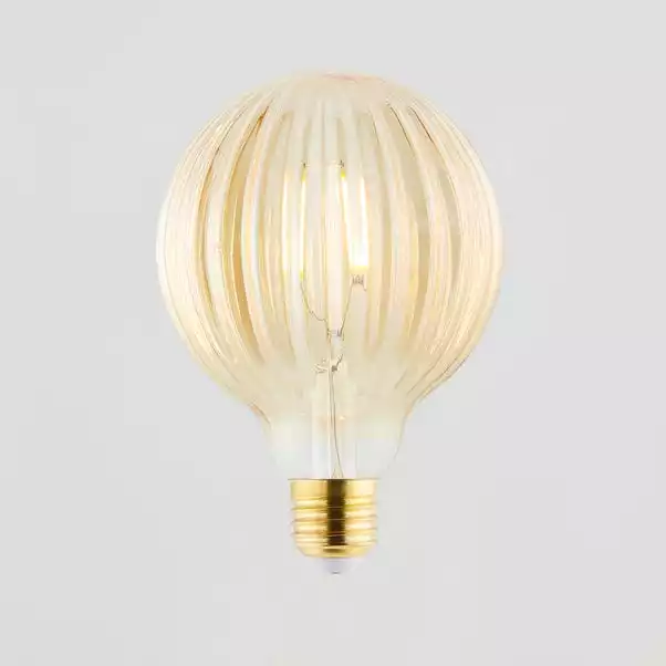 Status Bardot Ribbed Pumpkin Amber Glass Bulb 3 Status Bardot Ribbed Pumpkin Amber Glass Bulb - Image 3