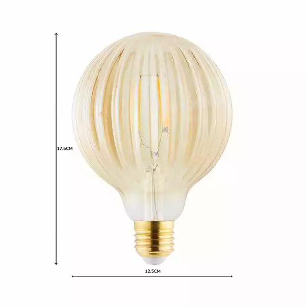Status Bardot Ribbed Pumpkin Amber Glass Bulb 5 Status Bardot Ribbed Pumpkin Amber Glass Bulb - Image 5