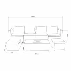 Dunelm Cancun 4 Seater Rattan Grey Modular Sofa Set -outdoor lighting Sales Store 1000183657 alt04