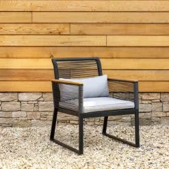 Elements 4 Seater Black Rope Conversation Set -outdoor lighting Sales Store 1000183772 alt02