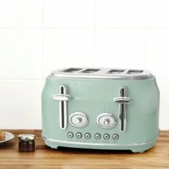 Dunelm Retro Seafoam 4 Slice Toaster