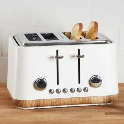 Dunelm Contemporary Matt White 4 Slice Toaster
