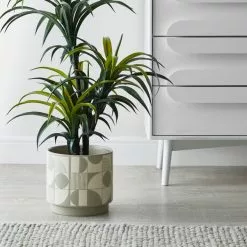 Dunelm Grey Geometric Tiled Large Plant Pot