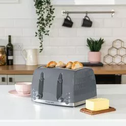 Russell Hobbs Honeycomb 4 Slice Toaster Grey -outdoor lighting Sales Store 30713880 alt02