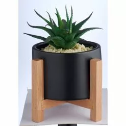 Dunelm Black Pot On A Wooden Stand With Plant 6 Dunelm Black Pot On A Wooden Stand With Plant -outdoor lighting Sales Store 30729965 alt02