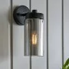 Dunelm Ellison Matt Black Smoked Glass Outdoor Wall Light