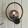 Dunelm Fort Halo Black Smoked Glass Outdoor Wall Light