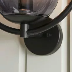 Dunelm Fort Halo Black Smoked Glass Outdoor Wall Light -outdoor lighting Sales Store 30730434 alt05