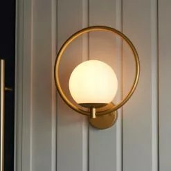 Dunelm Fort Halo Gold Frosted Glass Outdoor Wall Light