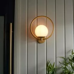 Dunelm Fort Halo Gold Frosted Glass Outdoor Wall Light -outdoor lighting Sales Store 30730435 alt04