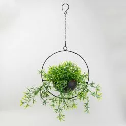 Dunelm Industrial Round Black Hanging Plant