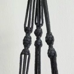 Dunelm Black Hanging Ceramic Pot With Macrame -outdoor lighting Sales Store 30732442 alt04