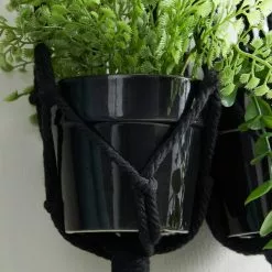 Dunelm Hanging Macrame Black Double Planter -outdoor lighting Sales Store 30732443 alt02
