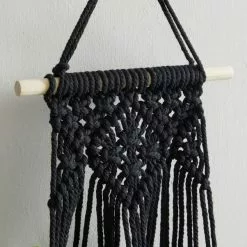 Dunelm Hanging Macrame Black Double Planter -outdoor lighting Sales Store 30732443 alt03