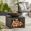 Dunelm Large Fire Pit With Log Store Black