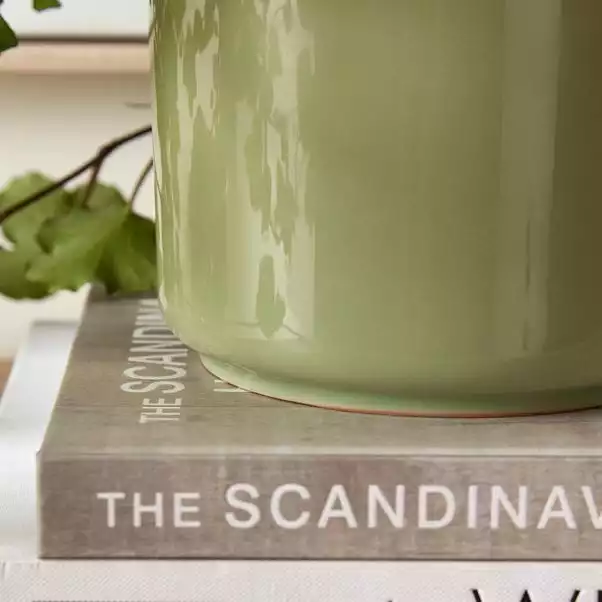 Dunelm Reactive Glaze Green Ceramic Plant Pot 3 Dunelm Reactive Glaze Green Ceramic Plant Pot - Image 3
