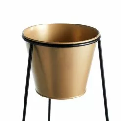 Dunelm Metal Plant Stand With Gold Pot -outdoor lighting Sales Store 30752247 alt02