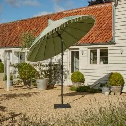 Dunelm Recycled Sage Green Carousel Parasol 2.7m -outdoor lighting Sales Store 30789295 alt02