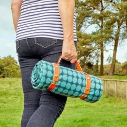 Dunelm 150x130cm Picnic Rug Polka Peacock -outdoor lighting Sales Store 30791494 alt03