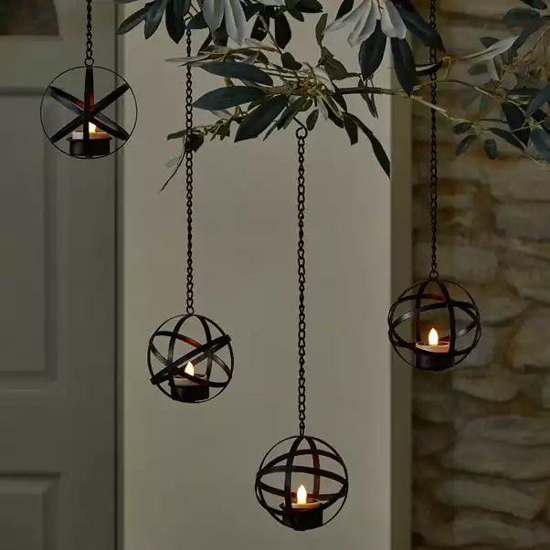 Dunelm Pack Of 4 Black LED Hanging Solar Tea Lights 1 Dunelm Pack Of 4 Black LED Hanging Solar Tea Lights