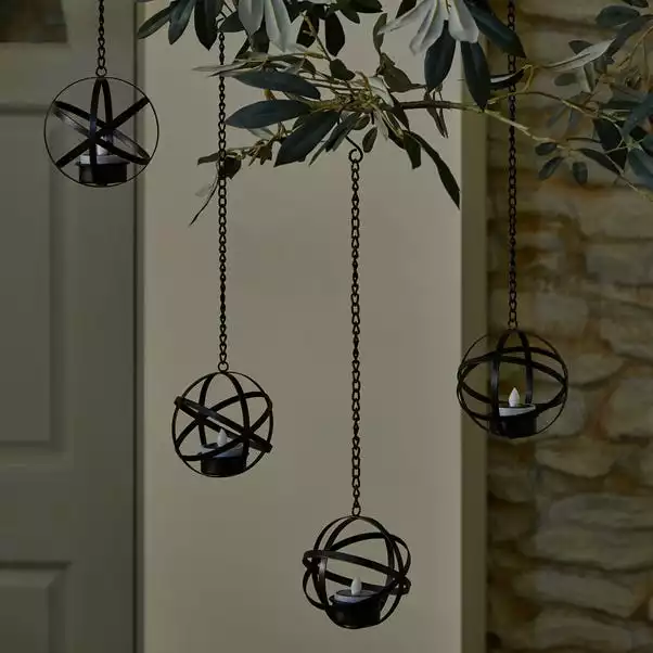 Dunelm Pack Of 4 Black LED Hanging Solar Tea Lights 2 Dunelm Pack Of 4 Black LED Hanging Solar Tea Lights - Image 2