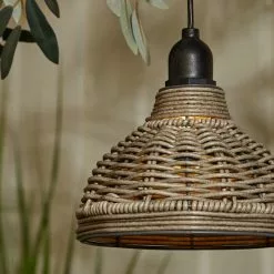Churchgate Grey Polyrattan Pendant Light Lamp Shade Solar D15cm -outdoor lighting Sales Store 30792766 alt03