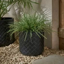Dunelm Fibre Clay Black Chunky Weave Planter