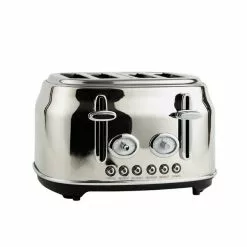 Dunelm Retro Stainless Steel 4 Slice Toaster -outdoor lighting Sales Store 30794945 alt03