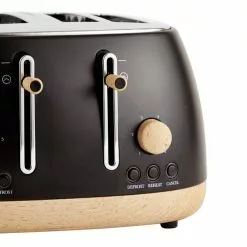 Dunelm Churchgate Matt Black 4 Slice Toaster -outdoor lighting Sales Store 30794949 alt02