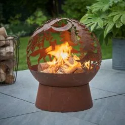 Dunelm Oxidised Woodland Globe Fire Pit -outdoor lighting Sales Store 30802069 alt02