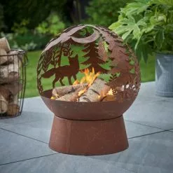 Dunelm Oxidised Woodland Globe Fire Pit -outdoor lighting Sales Store 30802069 alt03