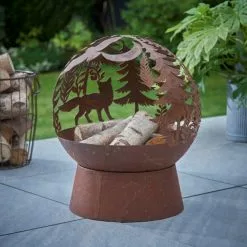 Dunelm Oxidised Woodland Globe Fire Pit -outdoor lighting Sales Store 30802069 alt04