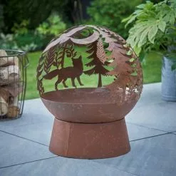 Dunelm Oxidised Woodland Globe Fire Pit -outdoor lighting Sales Store 30802069 alt05