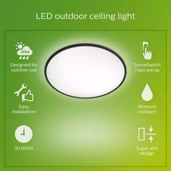 Philips Superslim Integrated LED Outdoor Ceiling Light, Cool White 4 Philips Superslim Integrated LED Outdoor Ceiling Light, Cool White - Image 4