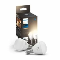 Philips HUE Smart 5.7 Watt SES LED Dimmable Luster Bulb 2 Pack