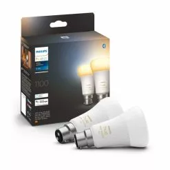 Philips HUE Smart 8 Watt BC LED Tunable GLS Bulb 2 Pack
