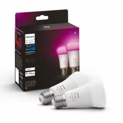 Philips HUE Smart 6.5 Watt ES LED Colour Changing GLS Bulb 2 Pack