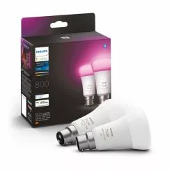 Philips HUE Smart 6.5 Watt BC LED Colour Changing GLS Bulb 2 Pack